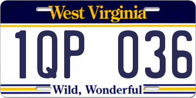 WV license plate 1QP036