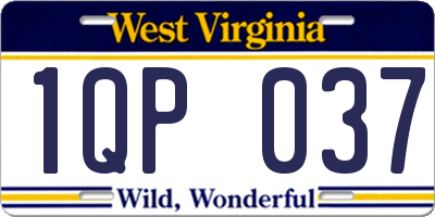 WV license plate 1QP037
