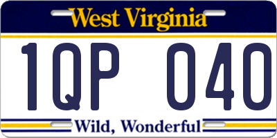 WV license plate 1QP040