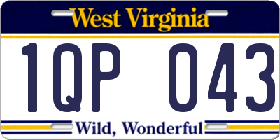 WV license plate 1QP043