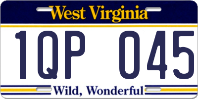 WV license plate 1QP045