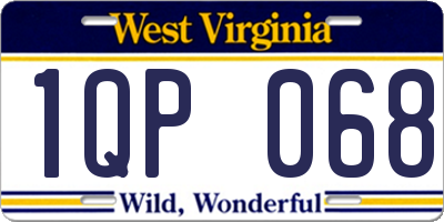 WV license plate 1QP068
