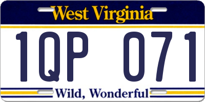 WV license plate 1QP071