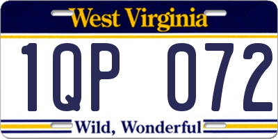 WV license plate 1QP072