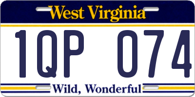 WV license plate 1QP074