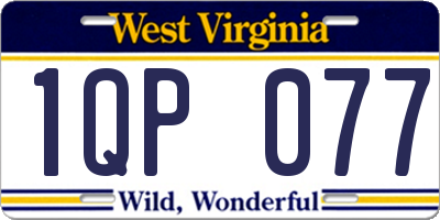 WV license plate 1QP077