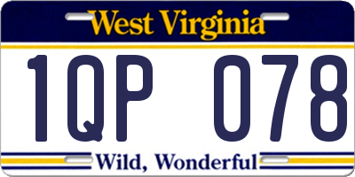 WV license plate 1QP078