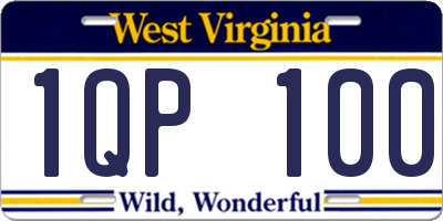 WV license plate 1QP100