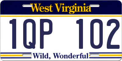 WV license plate 1QP102
