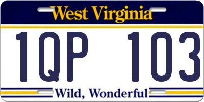 WV license plate 1QP103