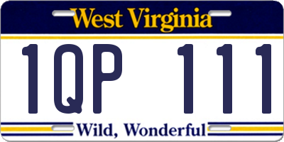 WV license plate 1QP111