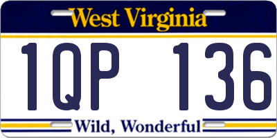 WV license plate 1QP136