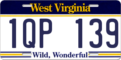 WV license plate 1QP139