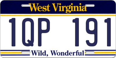 WV license plate 1QP191