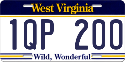 WV license plate 1QP200