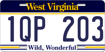 WV license plate 1QP203