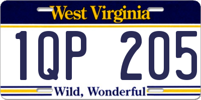 WV license plate 1QP205