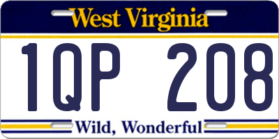 WV license plate 1QP208