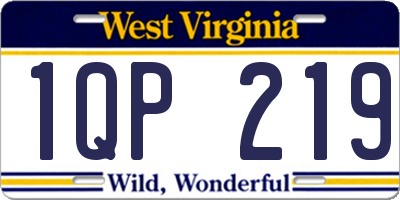 WV license plate 1QP219