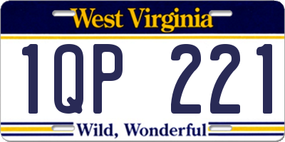 WV license plate 1QP221