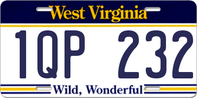 WV license plate 1QP232