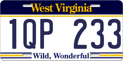 WV license plate 1QP233