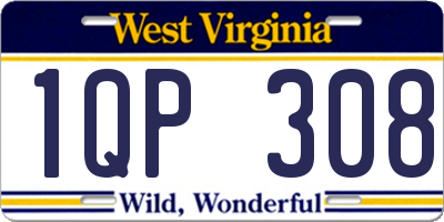 WV license plate 1QP308