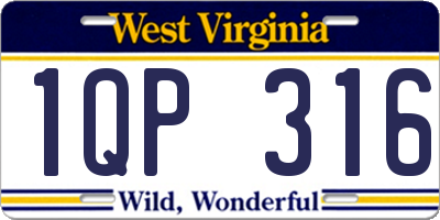 WV license plate 1QP316