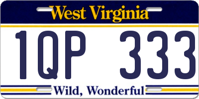 WV license plate 1QP333