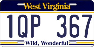 WV license plate 1QP367