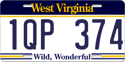 WV license plate 1QP374