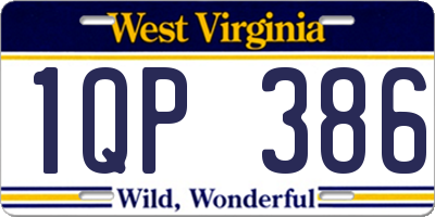 WV license plate 1QP386