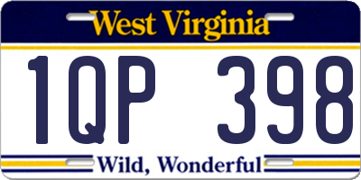 WV license plate 1QP398