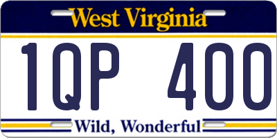 WV license plate 1QP400