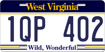WV license plate 1QP402