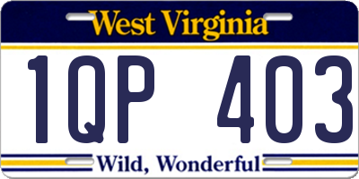 WV license plate 1QP403