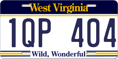 WV license plate 1QP404