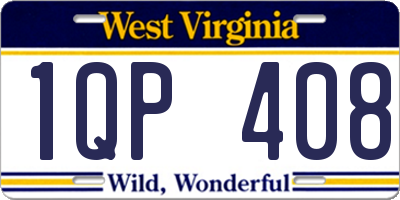 WV license plate 1QP408