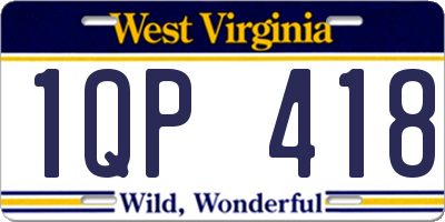 WV license plate 1QP418