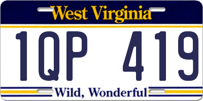 WV license plate 1QP419