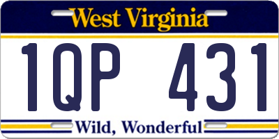 WV license plate 1QP431