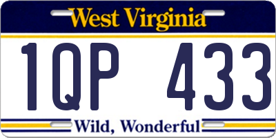 WV license plate 1QP433