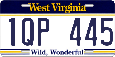 WV license plate 1QP445