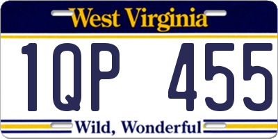 WV license plate 1QP455