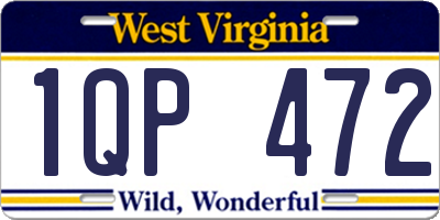 WV license plate 1QP472