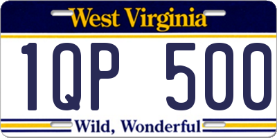 WV license plate 1QP500
