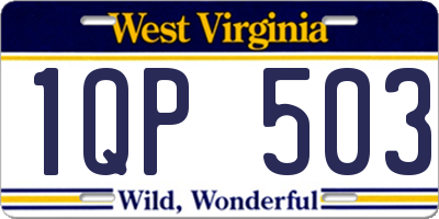 WV license plate 1QP503