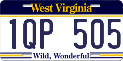 WV license plate 1QP505