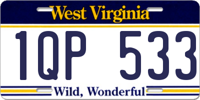 WV license plate 1QP533