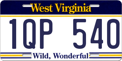 WV license plate 1QP540